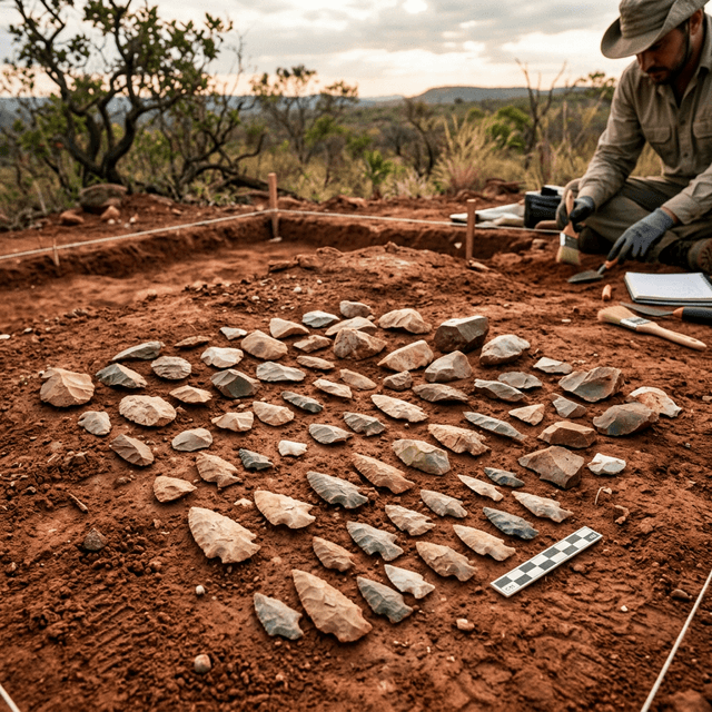 Artefato arqueológico encontrado no local